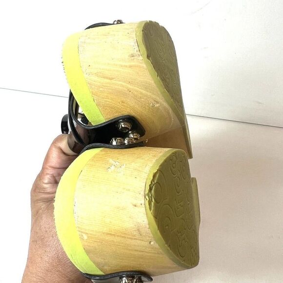 Flogg Glossy Black Neon Green Open Toe Ankle Strap Platform Sandals Women's Sz 7 - Picture 6 of 11